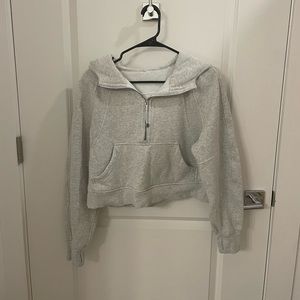 Lululemon Heather Core Ultra Light Grey Scuba Oversized Half Zip Hoodie
